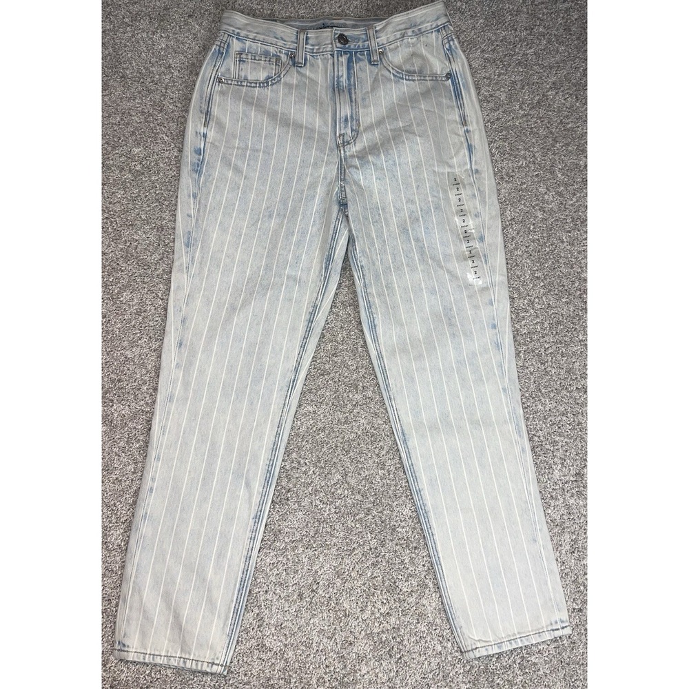 American Eagle Outfitters Mom Jeans Women's‎ 2 Blue Striped Cotton Straight NEW